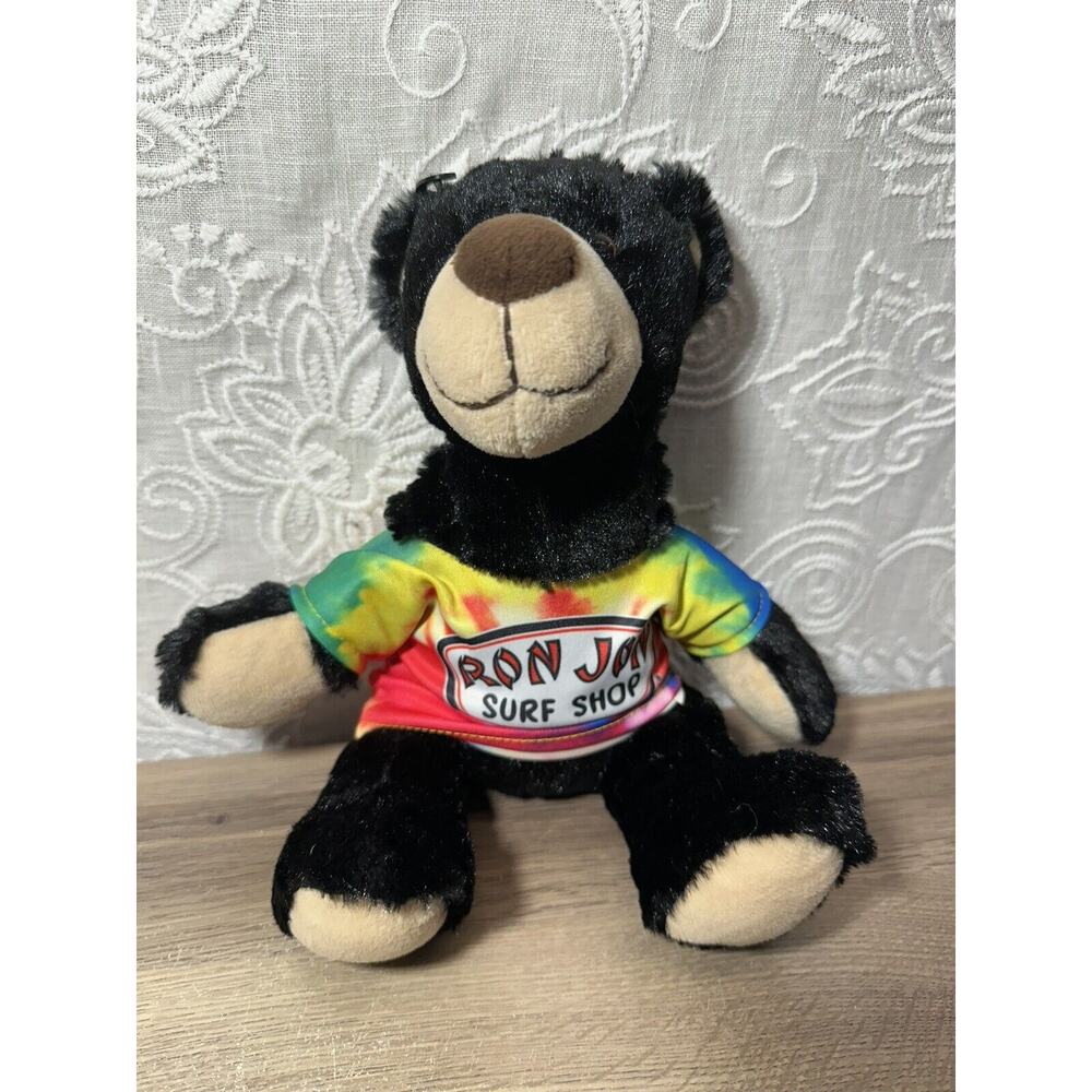 Ron Jon Surf Shop Teddy Bear Stuffed Animal Black Plush Tie Dye 9”